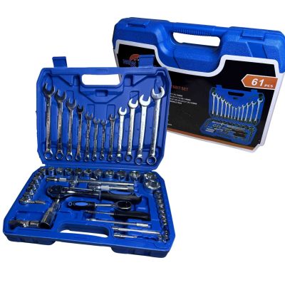 Juego de Herramientas Profesional 61 Piezas – 1/4″ y 1/2″ CR-V para Reparación Automotriz